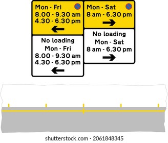 Change from peak‑hour prohibition of waiting to daytime prohibition of waiting with no change to peak‑hour prohibition of loading, road signs in the United Kingdom