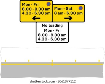Change from peak‑hour prohibition of waiting to daytime prohibition of waiting with no change to peak‑hour prohibition of loading, road signs in the United Kingdom