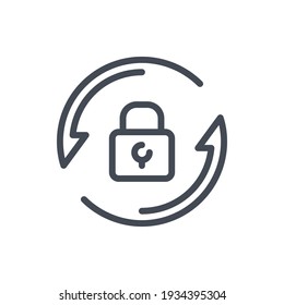 Change and reset password line icon. Rotating arrows with lock vector outline sign.
