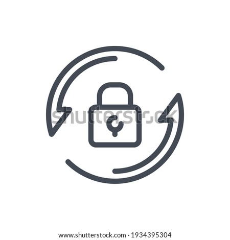 Change and reset password line icon. Rotating arrows with lock vector outline sign.