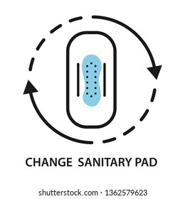 Change Sanitary Pad Icon.  Stroke Outline Style. Vector. Isolate On White Background.