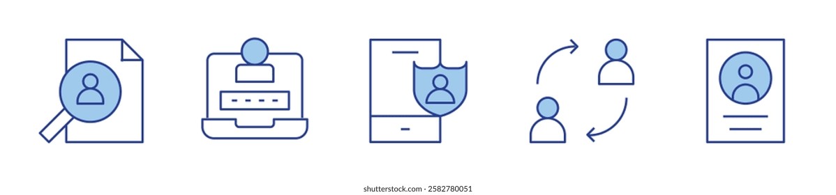 change, search, login, file, user. User Icon vector illustration. Line Duotone style. Editable stroke.