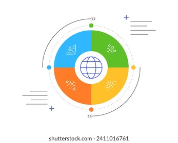 Change of seasons on planet Earth. Winter, spring, summer and autumn. Infographic element. Vector file.