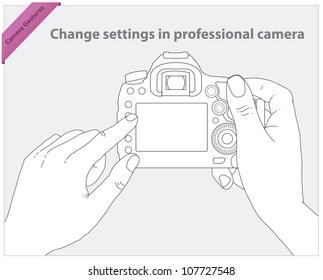 Change settings in professional camera