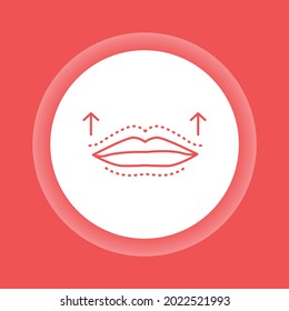 Change shape lips color button icon. Cosmetology. Lip augmentation with hyaluronic acid. Isolated vector element. Outline pictogram for web page, mobile app, promo.