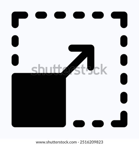 Change Size Icon, Resize, Expand Picture, Isolated Silhouette Vector Icon.
