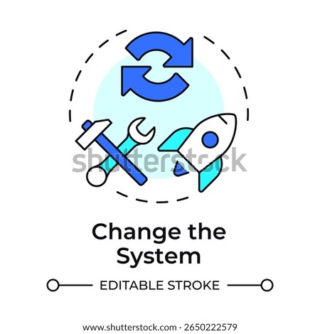 Change system multi color concept icon. Active transitional stage. Lewin change management model. Business development. Round shape line illustration. Abstract idea. Graphic design. Easy to use