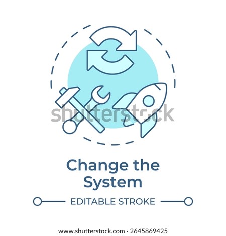 Change system soft blue concept icon. Active transitional stage. Lewin change management model. Business development. Round shape line illustration. Abstract idea. Graphic design. Easy to use