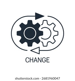 Change the technological system.Replace the process. Vector linear icon illustration isolated on white background.