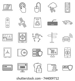 Change in technology icons set. Outline set of 25 change in technology vector icons for web isolated on white background