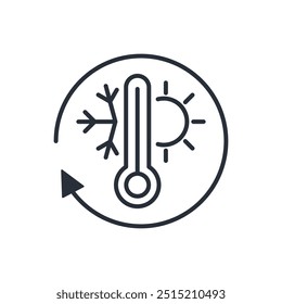 Altere as condições de temperatura.    Ícone de linha de vetor isolado no fundo branco.