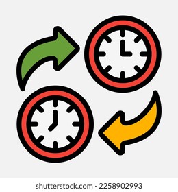 Change time icon in filled line style, use for website mobile app presentation