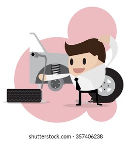 Change Tires cartoon vector