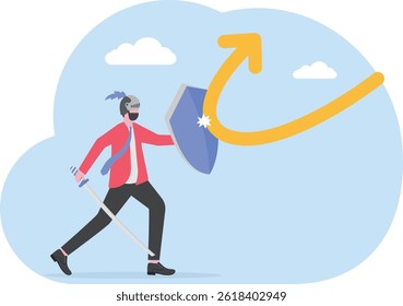 Change, transform or transition, turn into opposite direction form down to up, solution for problem or business improvement concept, confidence businessman push going down arrow change to up direction