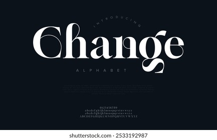 Change typography beauty fashion elegant minimalist serif italic fonts decorative wedding vintage retro logos. Minimal luxury font alphabet logo. Vector illustration