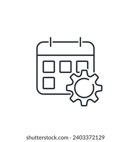 Change, update the activity calendar. New planning. Vector linear icon illustration isolated on white background. 