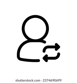 Change User icon in trendy outline style isolated on white background. Change User silhouette symbol for your website design, logo, app, UI. Vector illustration, EPS10.