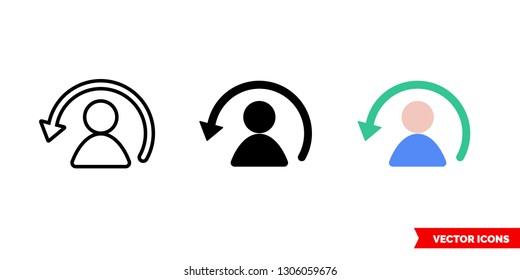 Change user skin icon of 3 types: color, black and white, outline. Isolated vector sign symbol.