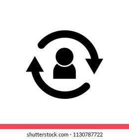Change vector icon, refresh profile symbol. Simple, flat design for web or mobile app