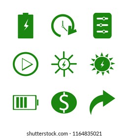 change vector icons set. with filter, battery, update time and dollar coin in set