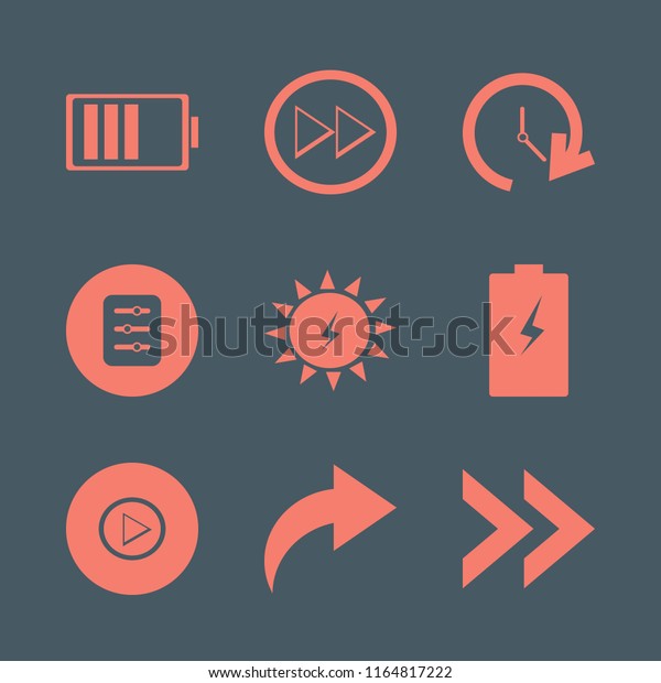change vector icons set. with filter,\
update time, battery and solar energy in\
set