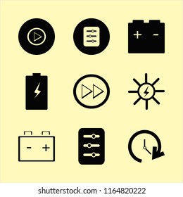 change vector icons set. with right arrow, battery, filter and car battery in set