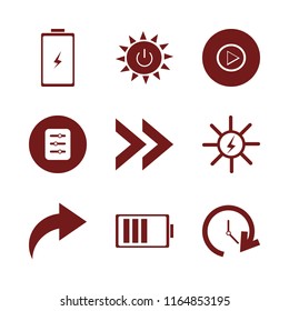 change vector icons set. with right arrow, update time, solar energy and battery in set