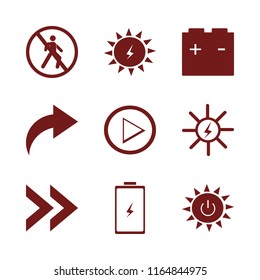 change vector icons set. with solar power, no pedestrian crossing, right arrow and battery in set