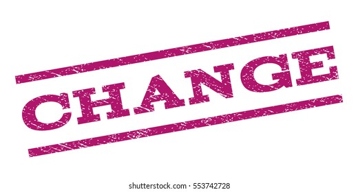 Change watermark stamp. Text caption between parallel lines with grunge design style. Rubber seal stamp with dirty texture. Vector purple color ink imprint on a white background.