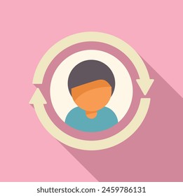 Change worker person icon flat vector. Profile job. Staff transfer