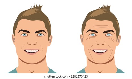 Change from a young boy into a man, vector illustration