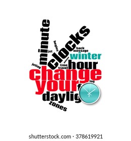 Change your clocks message for Daylight Saving Time.Winter time. Vector illustration.