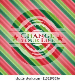 Change your Life christmas colors emblem.