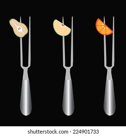 Change your meat with fruits Diet. Dieting concept. Healthy Food. vector illustration