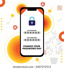 Change Your Password Day – February 1, 2024, Color can be changed, Illustrator Eps File, Suitable for use in print media or social media.