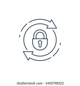 Change your password. Security. Vector linear icon, white background.