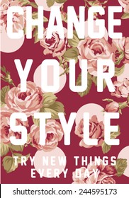 Change your style. Vector artwork for woman shirt in custom colors