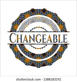 Changeable arabic badge background. Arabesque decoration.