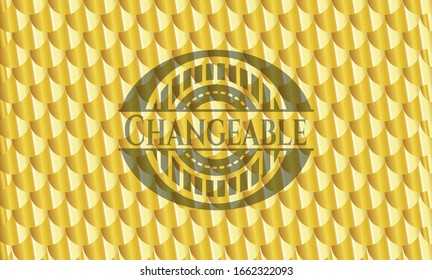 Changeable golden badge. Scales pattern. Vector Illustration. Detailed.