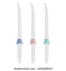 Changeable standard tips for oral irrigator. Vector illustration