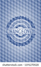 Changeover blue hexagon emblem.