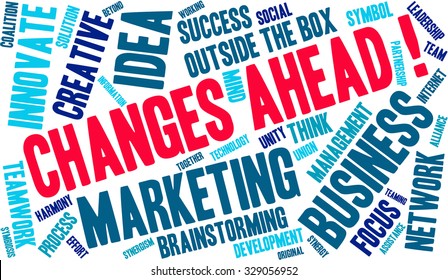 Changes Ahead word cloud on a white background. 