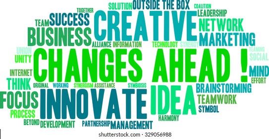 Changes Ahead word cloud on a white background. 