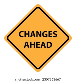 Changes ahead yellow caution sign.Road Traffic symbol..eps