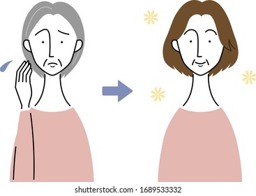 changes in appearance by hair style / elderly woman