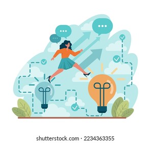 Changes concept. Transformation and evolution metaphor. Modification process with time development. Direction changing. Flat vector illustration