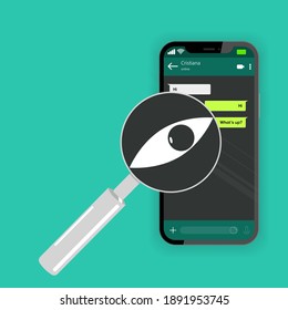 Changes in confidentiality agreements and vulnerabilities of the phone messaging application. Phone data is controlled with a special magnifying glass, accessible. The writing area has been created.