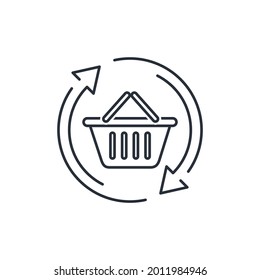 Changes in consumer need. Сommodity update. Vector linear icon isolated on white background.