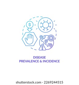 Changes in disease abundance and incidence blue gradient concept icon. Expensive healthcare reason abstract idea thin line illustration. Isolated outline drawing. Myriad Pro-Bold font used