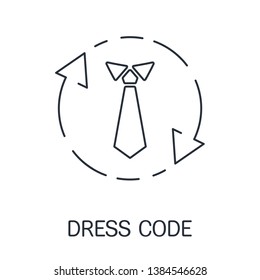 Changes in the form of clothing. Dress code. Vector linear icon.